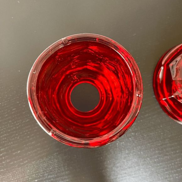 Vintage Viking Glass Ruby Red Georgian Honeycomb 2 Piece Fairy Lamp - Picture 4 of 6